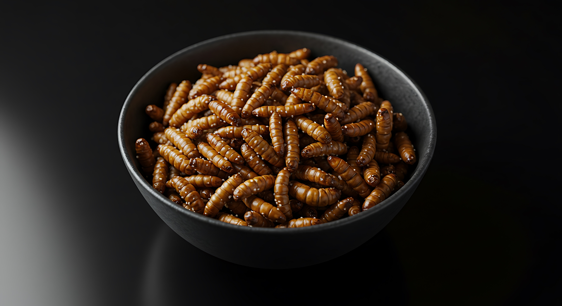 a-bowl-of-fried-insects-sitting-on-a-black-surface