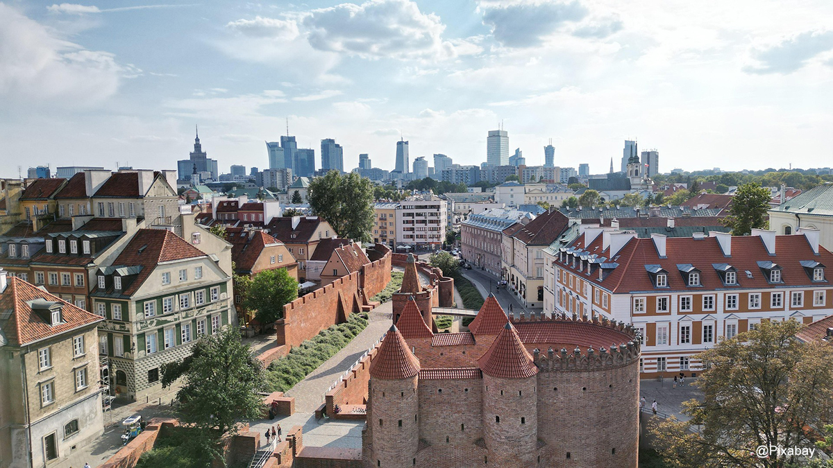 Warsaw, Poland, Aerial photo image