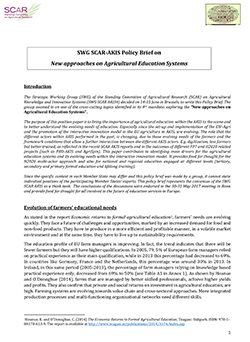 SWG SCAR-AKIS Policy Brief on New approaches on Agricultural Education Systems